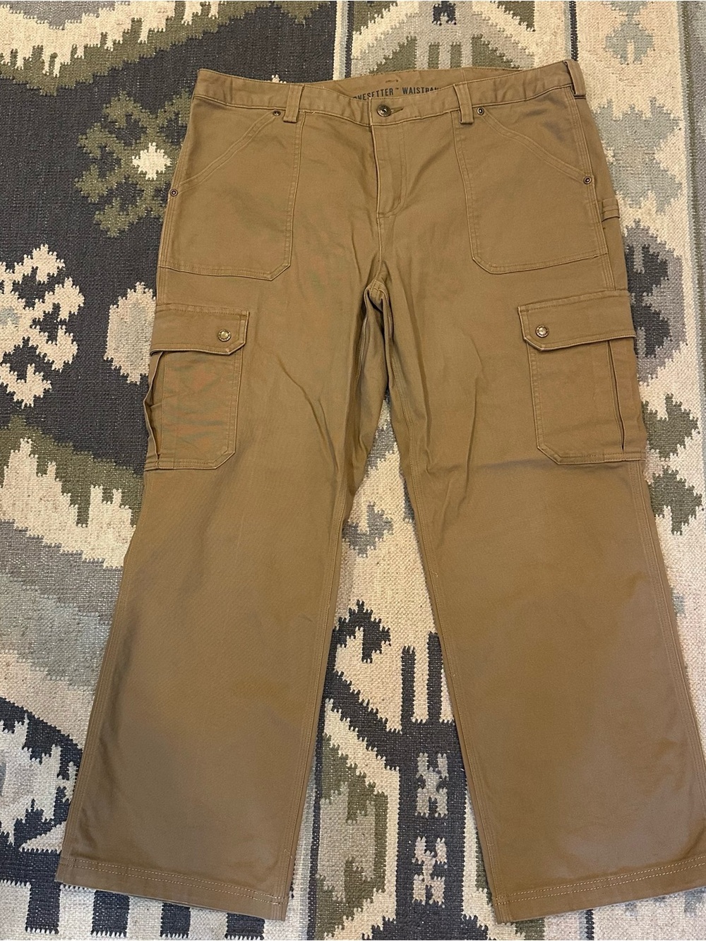 Duluth Trading Women's SZ 16 Cargo Flex Fire Hose Work Pants Relaxed Fit Camel